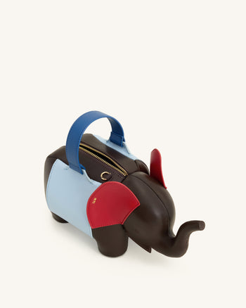 Claire Elefantenförmige Handtasche - Dunkelbraun/Blau