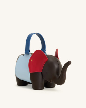 Claire Elefantenförmige Handtasche - Dunkelbraun/Blau