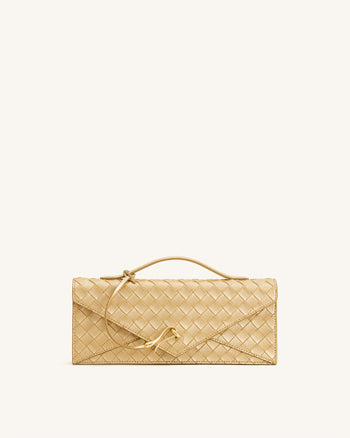 Celeste Strukturierte Henkeltasche in Umschlagform – Champagnergold