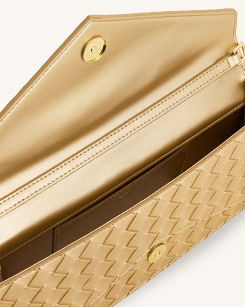 Celeste Strukturierte Henkeltasche in Umschlagform – Champagnergold