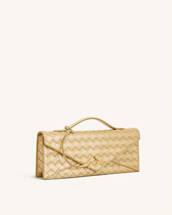 Celeste Strukturierte Henkeltasche in Umschlagform – Champagnergold