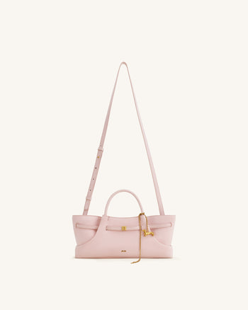 Maeve Tote Bag aus Kunstwildleder mit Dackel-Metallanhänger – Pink