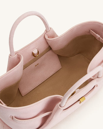 Maeve Tote Bag aus Kunstwildleder mit Dackel-Metallanhänger – Pink