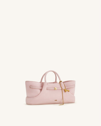 Maeve Tote Bag aus Kunstwildleder mit Dackel-Metallanhänger – Pink