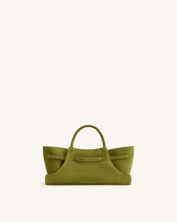 Maeve Tote Bag aus Kunstwildleder mit Dackel-Metallanhänger – Olivgrün
