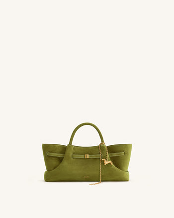 Maeve Tote Bag aus Kunstwildleder mit Dackel-Metallanhänger – Olivgrün
