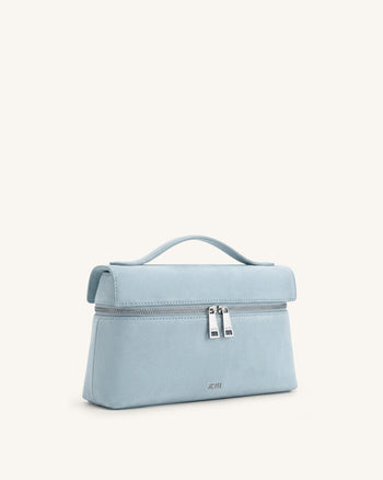 Thea Henkeltasche aus Wildlederimitat - Hellblau