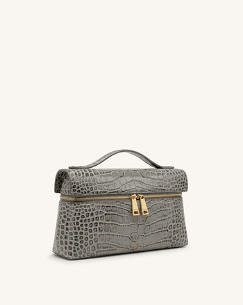 Thea Henkeltasche - Grau mit Krokoprägung