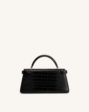 Elena Klassische Henkeltasche - Schwarzes Kroko