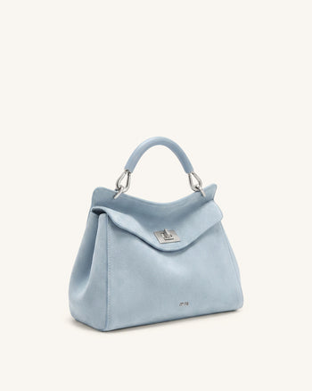 Lucia Klassische Kunstwildleder-Henkeltasche - Hellblau