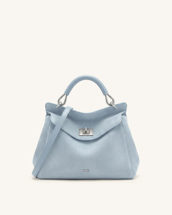 Lucia Klassische Kunstwildleder-Henkeltasche - Hellblau