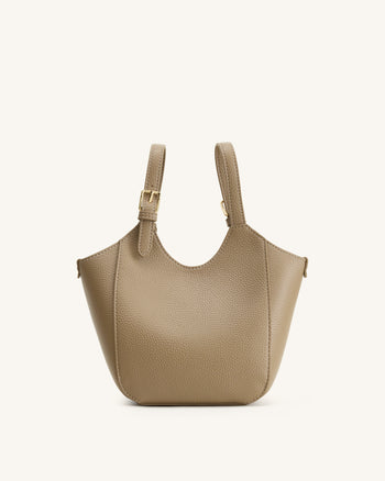 Ines Tote Bag mit Vorhängeschloss – Graubeige