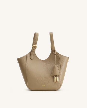Ines Tote Bag mit Vorhängeschloss – Graubeige