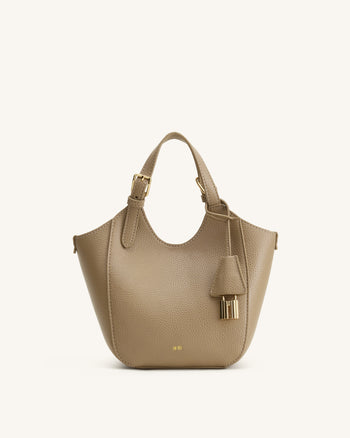 Ines Tote Bag mit Vorhängeschloss – Graubeige