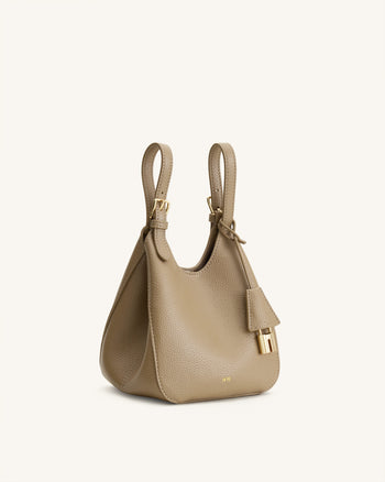 Ines Tote Bag mit Vorhängeschloss – Graubeige