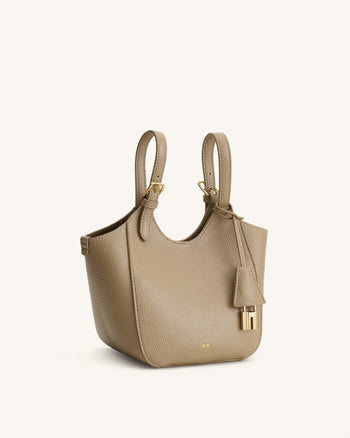 Ines Tote Bag mit Vorhängeschloss – Graubeige
