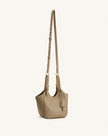 Ines Tote Bag mit Vorhängeschloss – Graubeige