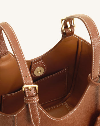 Ines Tote Bag mit Vorhängeschloss – Schokoladenbraun