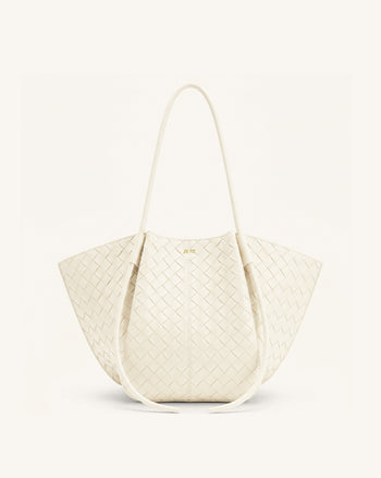 Nala Breite Tote Bag mit Webstruktur - Off-White