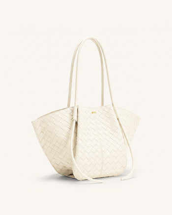 Nala Breite Tote Bag mit Webstruktur - Off-White