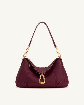 Jayla Schultertasche mit Metallanhänger-Verzierung - Burgund