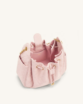 Rowan Gesteppte Ketten-Bucket-Bag aus Kunstwildleder - Pink