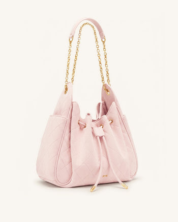 Rowan Gesteppte Ketten-Bucket-Bag aus Kunstwildleder - Pink