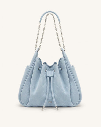 Rowan Gesteppte Ketten-Bucket-Bag aus Kunstwildleder - Blau