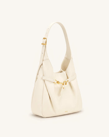Alina Hobo Bag mit Kieselstein-Prägung - Weiß
