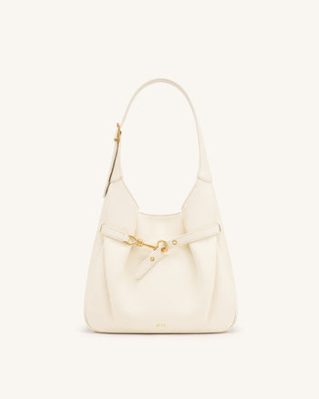 Alina Hobo Bag mit Kieselstein-Prägung - Weiß