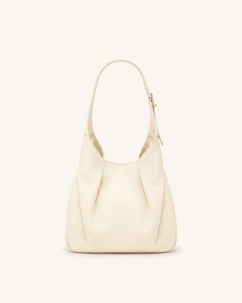 Alina Hobo Bag mit Kieselstein-Prägung - Weiß