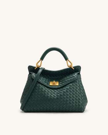 Lucia Klassische Gewebte Henkeltasche - Tannengrün