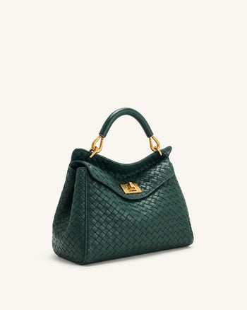 Lucia Klassische Gewebte Henkeltasche - Tannengrün