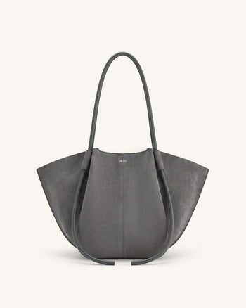 Nala Breite Tote Bag aus Wildlederimitat - Dunkelgrau