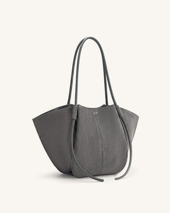 Nala Breite Tote Bag aus Wildlederimitat - Dunkelgrau