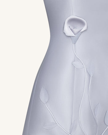 3D-Rankenblumen Trägerloses Minikleid - Blau