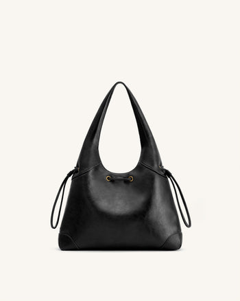 Celandra Hobo-Bag mit Kordelzug – Schwarz