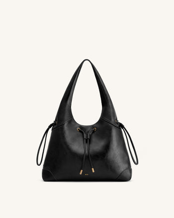 Celandra Hobo-Bag mit Kordelzug – Schwarz