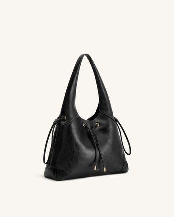 Celandra Hobo-Bag mit Kordelzug – Schwarz