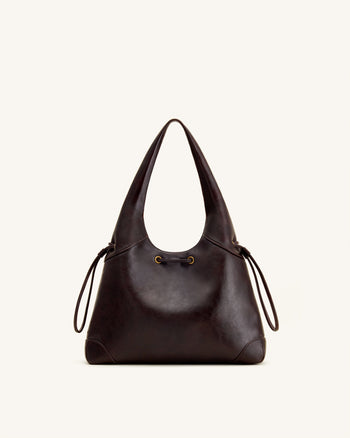 Celandra Hobo-Bag mit Kordelzug – Dunkelbraun