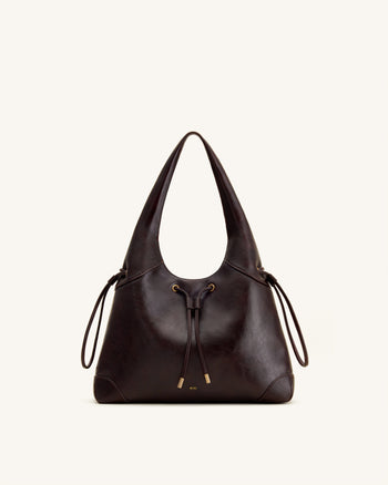 Celandra Hobo-Bag mit Kordelzug – Dunkelbraun