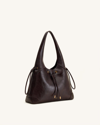 Celandra Hobo-Bag mit Kordelzug – Dunkelbraun