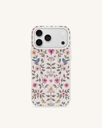 Vintage Romance Floral Bird Handyhülle - Weiß