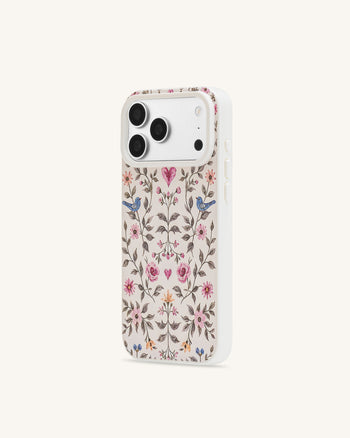 Vintage Romance Floral Bird Handyhülle - Weiß