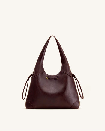 Celandra Hobo-Bag mit Kordelzug – Dunkles Burgund