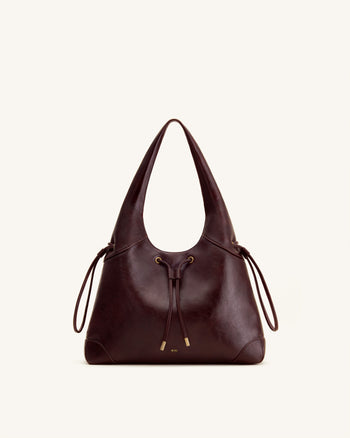 Celandra Hobo-Bag mit Kordelzug – Dunkles Burgund