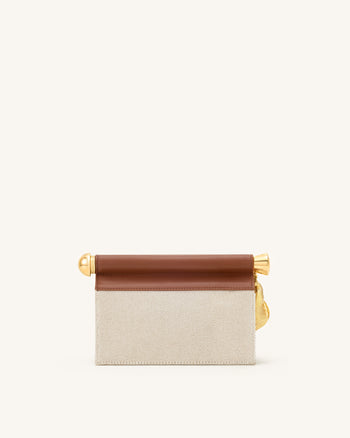 Holly Metall Anhänger Verzierte Clutch - Brauner Canvas