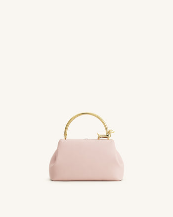 Bruna Henkeltasche mit Dackel-Metallgriff - Hellrosa