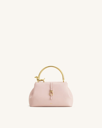 Bruna Henkeltasche mit Dackel-Metallgriff - Hellrosa