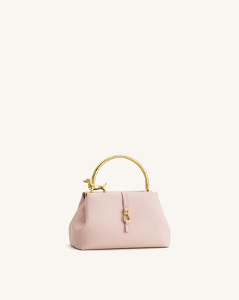 Bruna Henkeltasche mit Dackel-Metallgriff - Hellrosa
